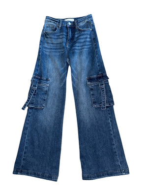 Risen women’s high rise wide leg cargo buckle jeans 25 (read description)