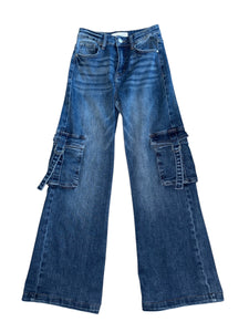 Risen women’s high rise wide leg cargo buckle jeans 25 (read description)