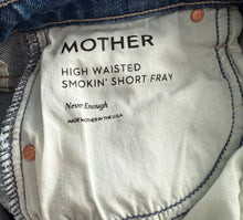 Mother Superior women’s high waisted Smokin’ Short Fray in Never Enough wash 25 NEW