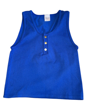 Suzette Collection girls snap henley cropped tank top M/L