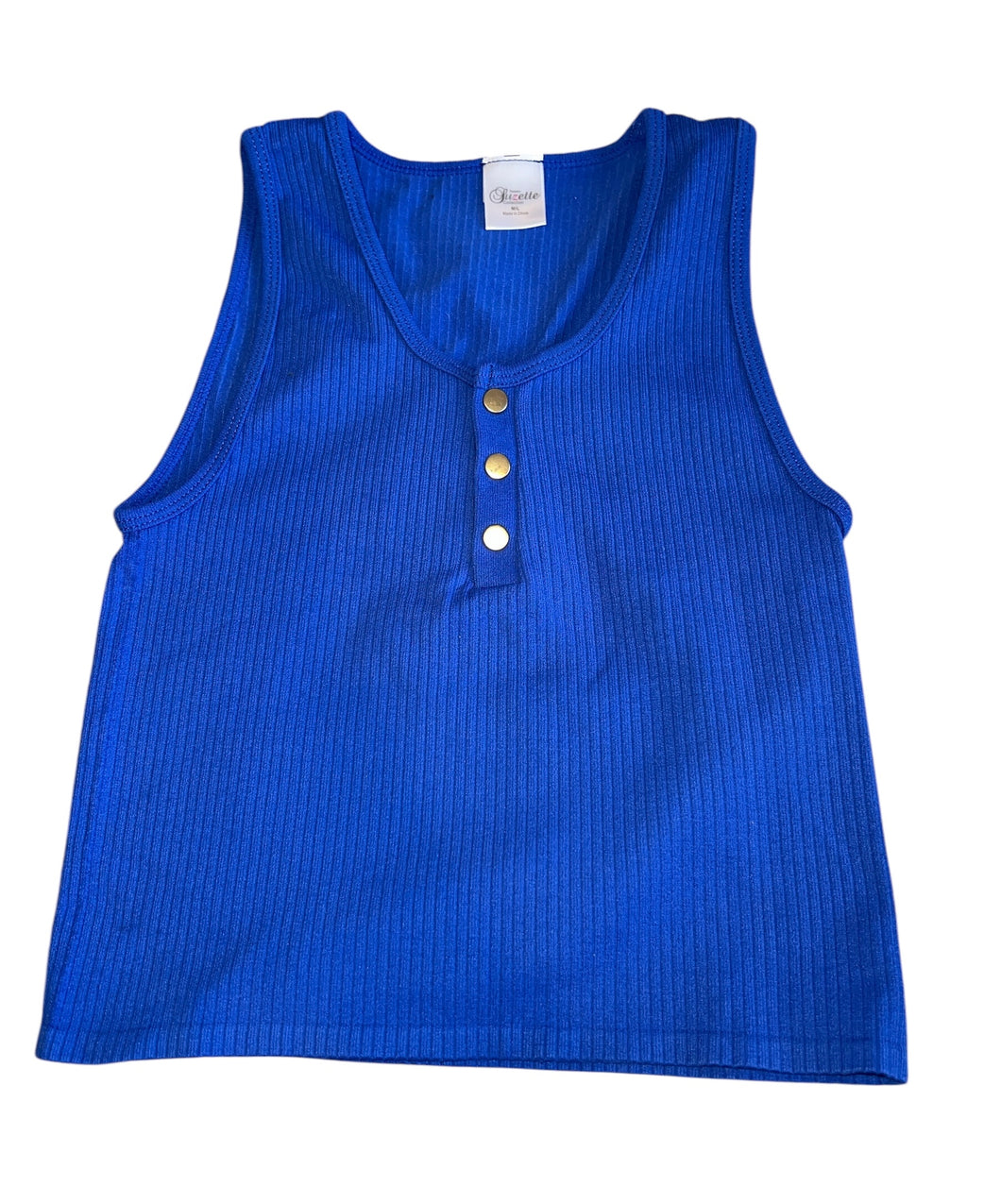 Suzette Collection girls snap henley cropped tank top M/L