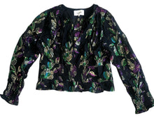 Ba$sh women’s Angelo metallic floral cropped peasant top 3(L)