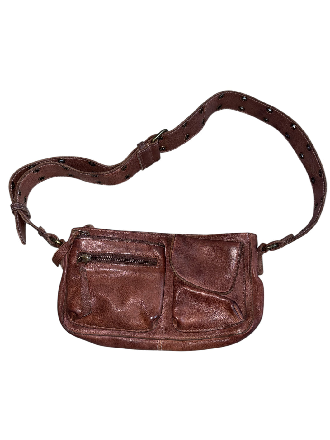 Free People Wade leather sling bag in cognac