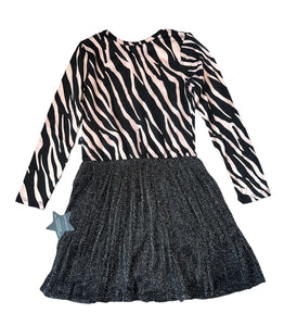 Pixie Lane girls long sleeve zebra sparkle dress 5 NEW