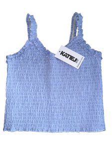 Katie J NYC tween Shari smocked cropped tank top XL(14) NEW