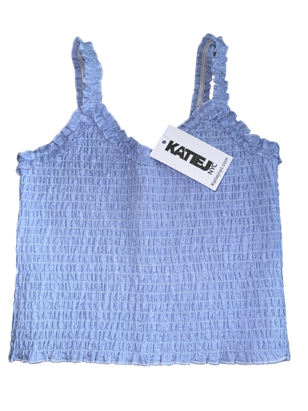 Katie J NYC tween Shari smocked cropped tank top XL(14) NEW