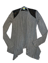 C&C California women’s faux leather panel open cardigan top XS