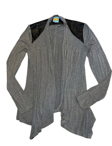 C&C California women’s faux leather panel open cardigan top XS