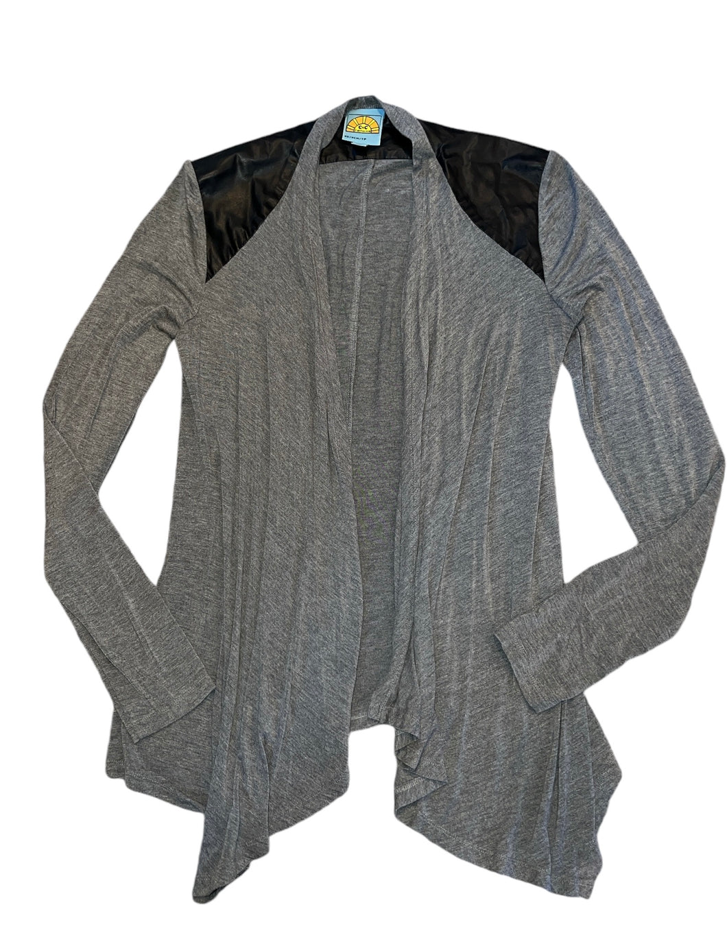C&C California women’s faux leather panel open cardigan top XS