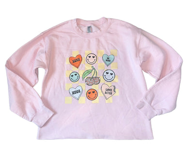 Women’s custom conversation heart graphic sweatshirt S
