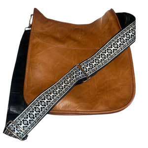 Ahdorned vegan leather messenger bag w/ multiple straps