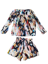 Maria Cher women’s 2pc Alsina Violet blouse & Dinner shorts set L