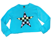 Pixie Lane girls checkered star graphic cropped sweatshirt 9-10