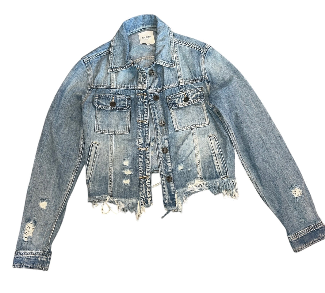 Hidden Los Angeles women’s distressed denim jean jacket S