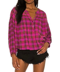 Free People women’s Jessi plaid top XS