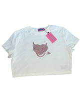Edikted juniors/women’s rhinestone devil heart crop tee L NEW