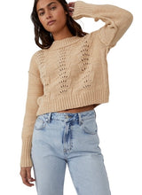 Free People women’s Bell Song cropped sweater in sandcastle XS NEW