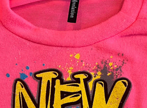 Revelation girls New York graffiti cozy knit top M(10-12)