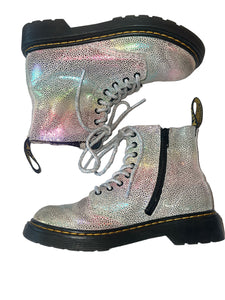 Dr Marten girls Air Wair iridescent Pascal suede combat boots 1
