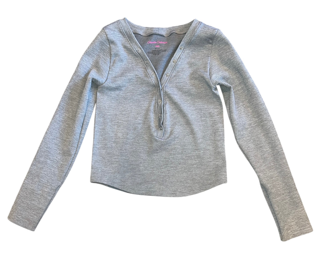 Suzette collection junior women’s ribbed snap henley top XS/S