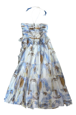 Pranella women’s Rocky paint strokes midi halter dress L NEW