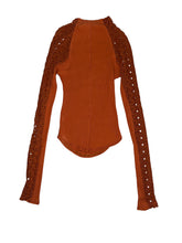 Free People women’s Clemente ribbed lace sleeve top S