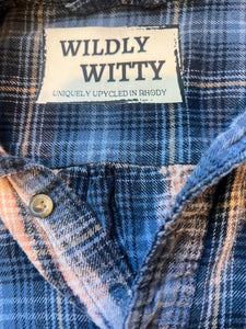 Wildly Witty women’s custom upcycled bleached flannel shirt (read measurements) S