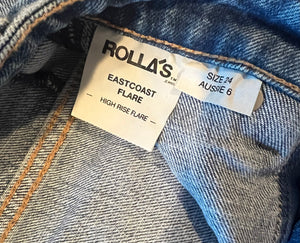 Rolla’s women’s East Coast flare hi rise jeans in Mid blue 24 NEW