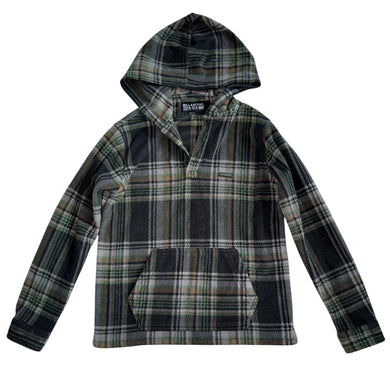 Billabong boys fleece flannel plaid pullover hoodie S(8-9)