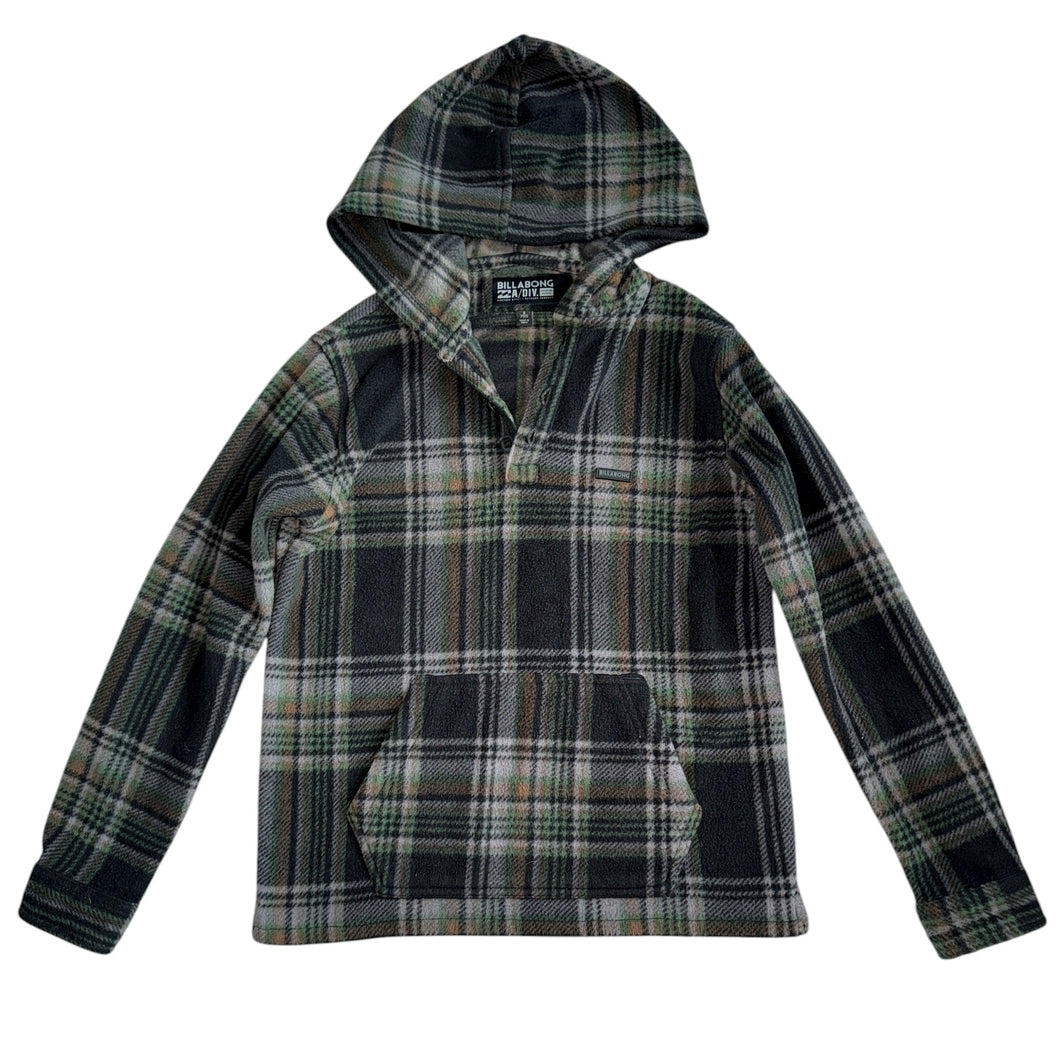 Billabong boys fleece flannel plaid pullover hoodie S(8-9)