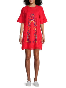 Free People embroidered flowers mini dress XS