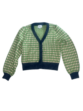 Anthropologie Frnch Paris women’s checkered sweater cardigan S