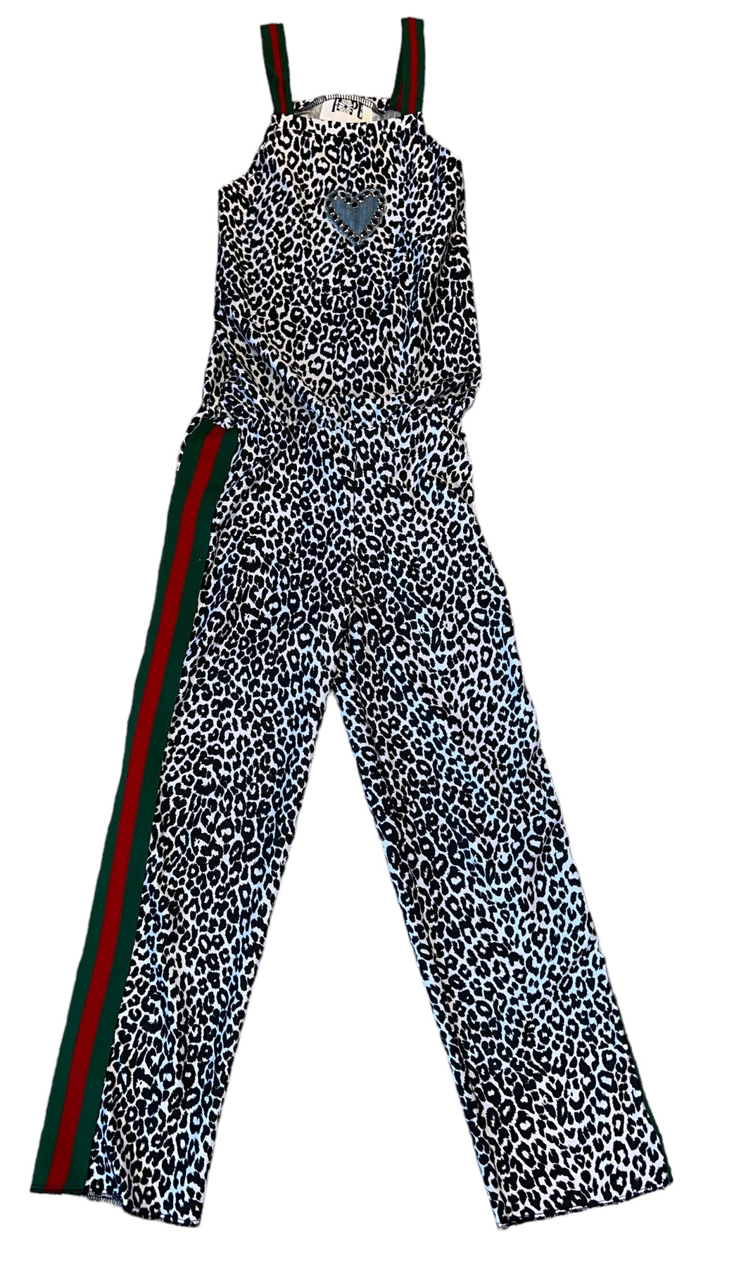 Hope Jeans girls studded heart leopard striped panel jumpsuit 10