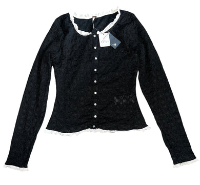 Free People women’s Blackbird ruffle cardigan top S NEW