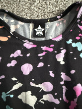 Pixie Lane girls high shine long sleeve splatter dress 9-10