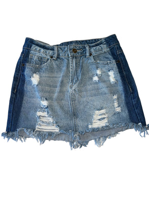 Vintage Havana women’s distressed denim jean skirt 25