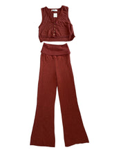 Free People Beach women’s 2pc Ruby cropped sweater tank & foldover pants set XS NEW