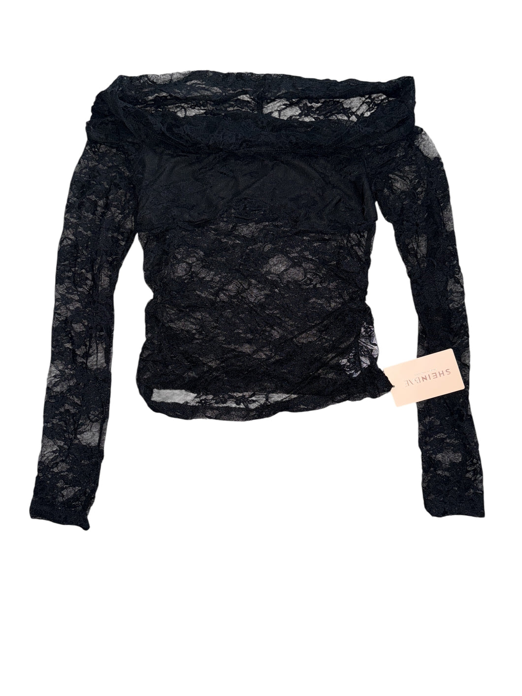 Shein Bae women’s sheer lace off shoulder top M NWT
