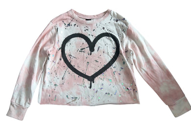 Pixie Lane girls metallic splatter heart top 9-10