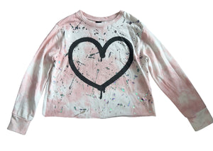 Pixie Lane girls metallic splatter heart top 9-10