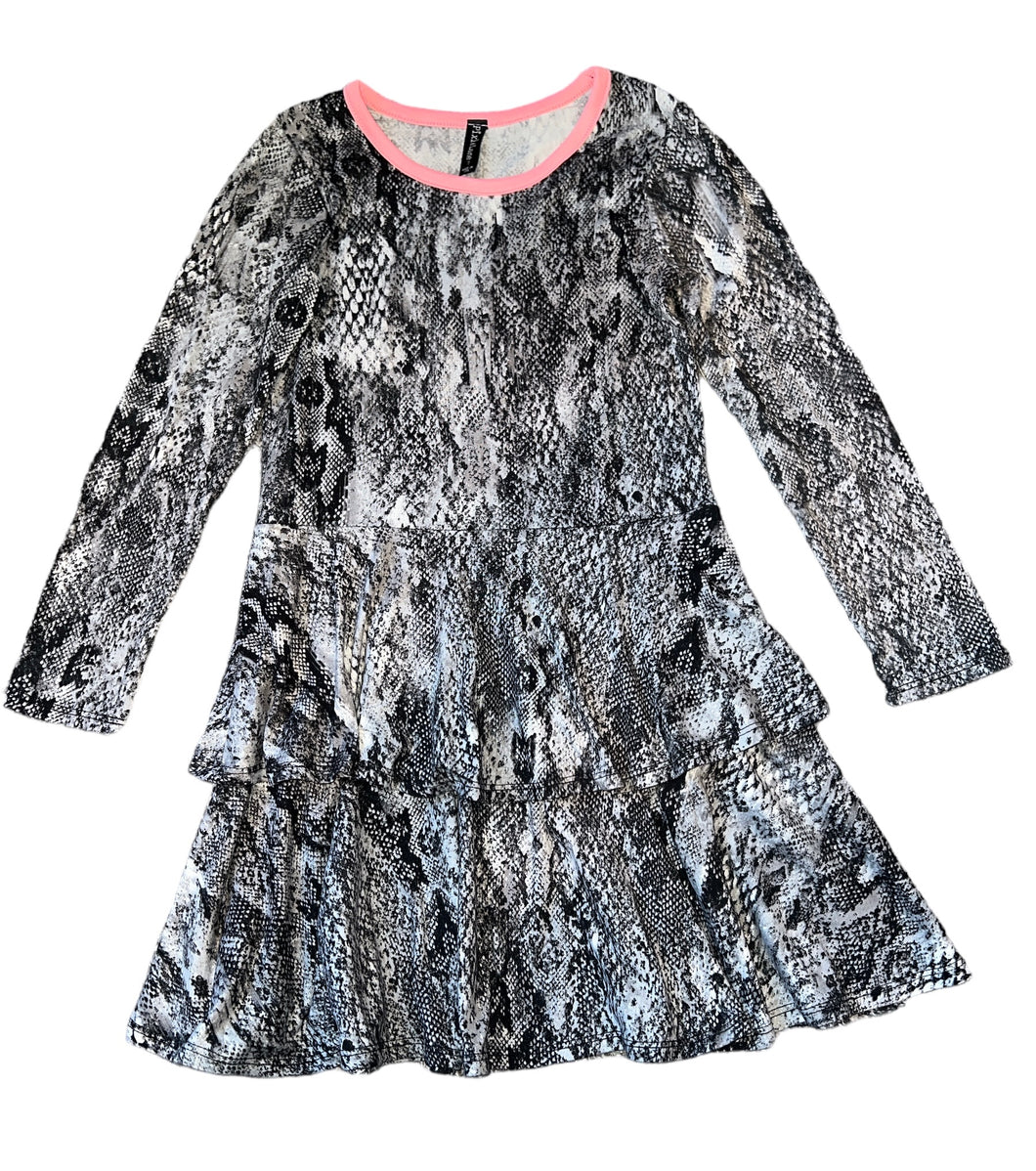 Pixie Lane girls long sleeve reptile print ruffle skater dress 7