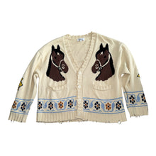 Profound women’s oversized floral horses distressed cardigan sweater XS