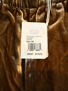 Faherty women’s Genevieve stretch silk velvet pants XS NEW