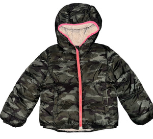 Gap Kids girls reversible camo/sherpa puffer jacket S(6-7)