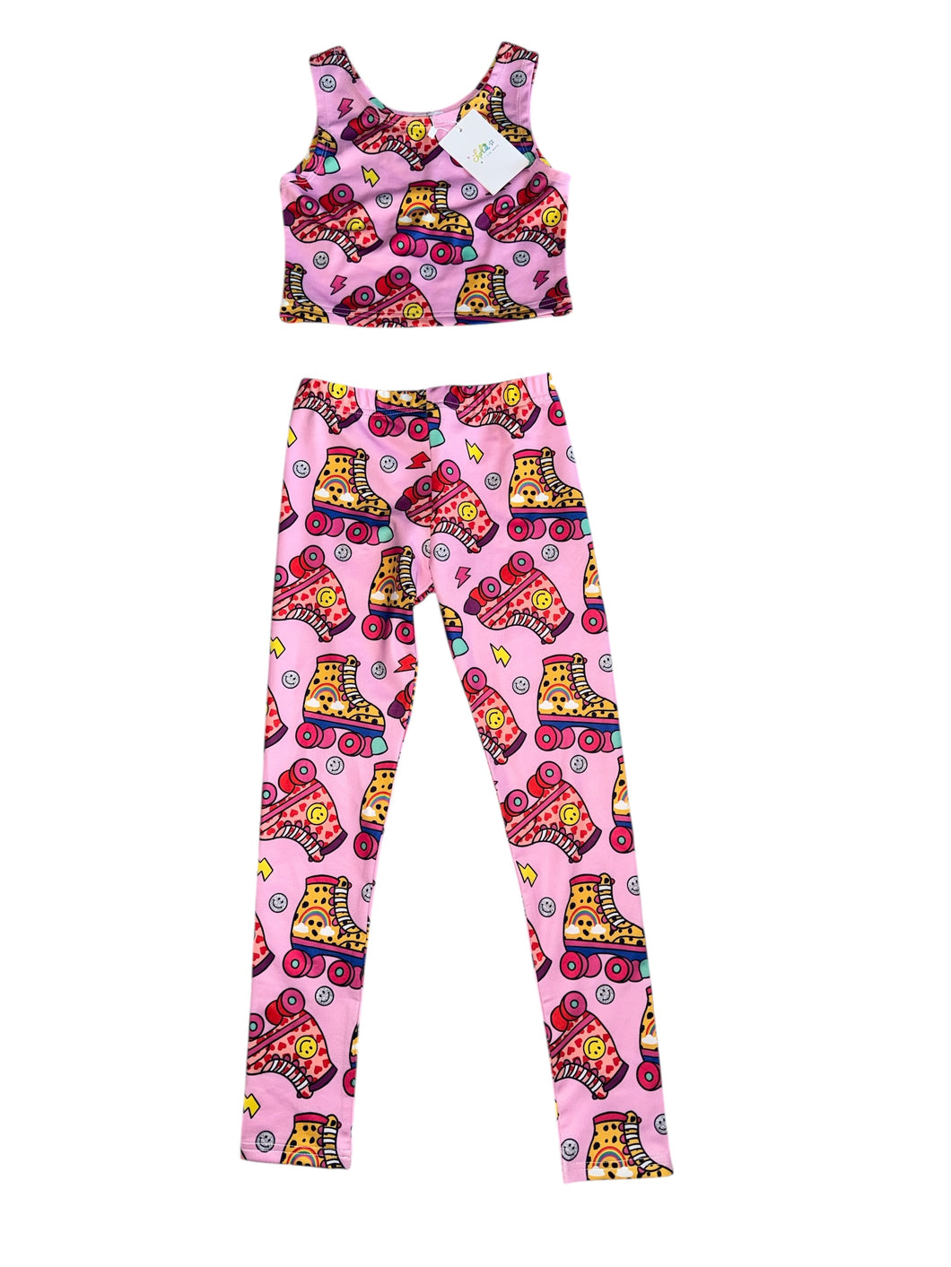 Lola & The Boys girls Skater Sport 2pc cropped tank & leggings set 8 NEW