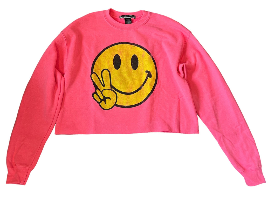 Prince Peter girls cropped happy peace graphic sweatshirt XL(14-16)