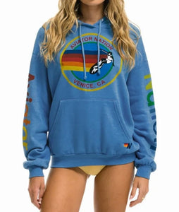 Aviator Nation unisex neon blue logo hoodie sweatshirt M