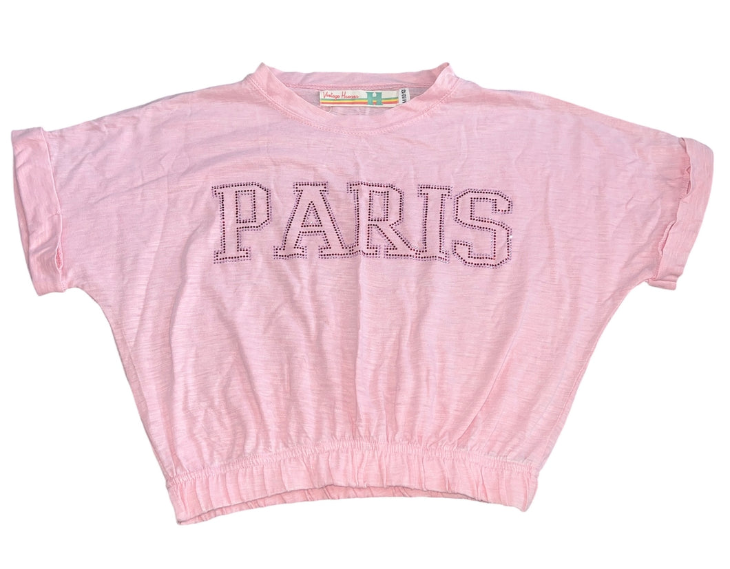 Vintage Havana girls rhinestone Paris cropped tee M(10-12)