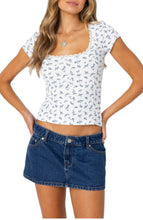 Edikted junior/women’s Orly floral ribbed tee XS NEW