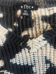 Flowers By Zoe girls bleached distressed sweater XL(14)